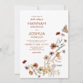 Invitation Boho Fleur sauvage Butterfly Photo Jardin Mariage (Devant)