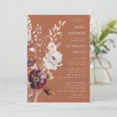 Invitation Boho Fleur sauvage d'automne Baby shower en terre (Debout devant)