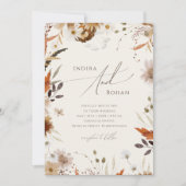 Invitation Boho Fleur sauvage d'automne Beige Photo Mariage D (Devant)
