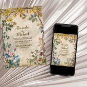 Invitation Boho Fleur sauvage d'automne Mariage botanique