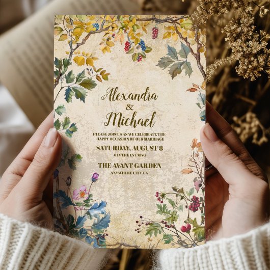 Invitation Boho Fleur sauvage d'automne Mariage botanique