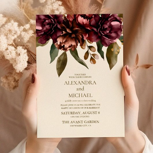 Invitation Boho Fleur sauvage d'automne Mariage botanique
