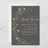 Invitation Boho Fleur sauvage de charbon de bois demi-couronn (Devant)
