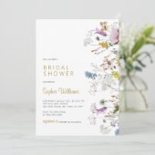 Invitation Boho Fleur sauvage de douche nuptiale (Debout devant)