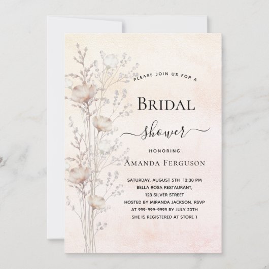 Invitation Boho fleur sauvage de la douche nuptiale (Devant)