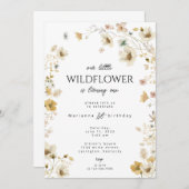 Invitation boho fleur sauvage de premier anniversa (Devant / Derrière)