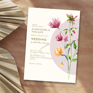 Invitation Boho Fleur sauvage de printemps unique Mariage Whi