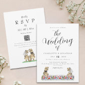 Invitation Boho Fleur sauvage Dinosaur Mariage QR Code