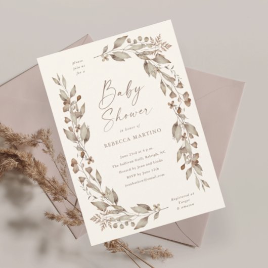 Invitation Boho Fleur sauvage Élégant Baby shower Floral