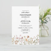 Invitation Boho Fleur sauvage Élégant Mariage de jardin (Debout devant)