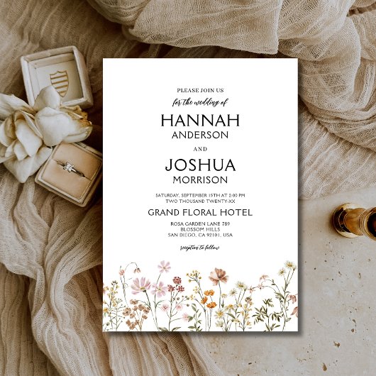Invitation Boho Fleur sauvage Élégant Mariage de jardin