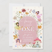 Invitation Boho Fleur sauvage Fairy 1er fête d'anniversaire (Devant)