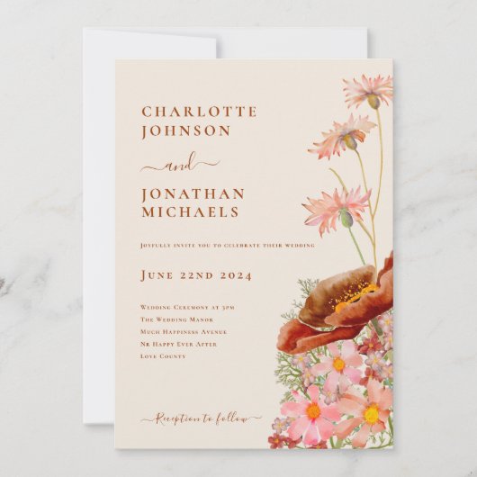 Invitation Boho Fleur sauvage Fall (Devant)