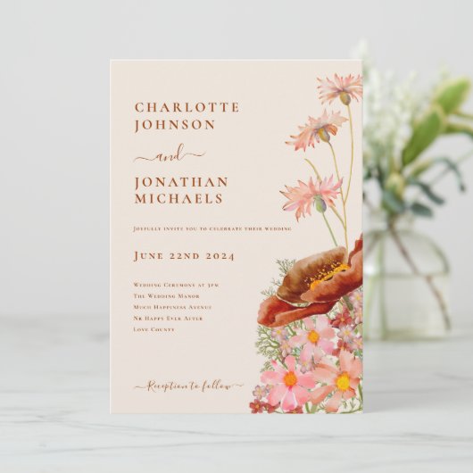 Invitation Boho Fleur sauvage Fall (Debout devant)