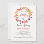 Invitation Boho Fleur sauvage Fall Wreath Foliage Baby shower (Devant)