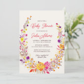 Invitation Boho Fleur sauvage Fall Wreath Foliage Baby shower (Debout devant)