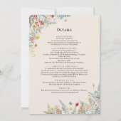 Invitation Boho Fleur sauvage Fern Beige Mariage Détails et (Dos)