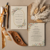 Invitation Boho Fleur sauvage Fern Beige Mariage Détails et