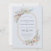 Invitation Boho Fleur sauvage Fern Dusty Blue Mariage Photo (Devant)