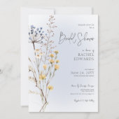 Invitation Boho Fleur sauvage Fête des mariées bleu moderne (Devant)