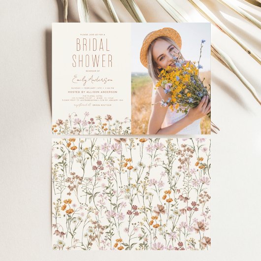 Invitation Boho Fleur sauvage Fête des mariées Photo Invitati