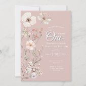 Invitation Boho Fleur sauvage Floral Baby Anniversaire (Devant)