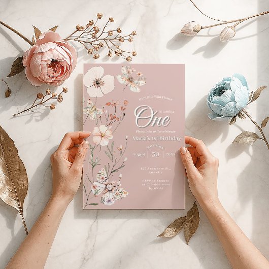 Invitation Boho Fleur sauvage Floral Baby Anniversaire