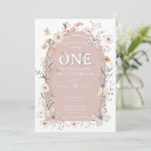 Invitation Boho Fleur sauvage Floral Baby Anniversaire (Debout devant)