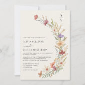 Invitation Boho Fleur sauvage Floral Beige Mariage (Devant)