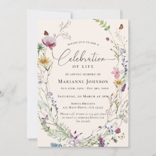 Invitation Boho Fleur sauvage Floral Célébration de la vie