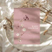Invitation Boho Fleur sauvage Floral Dusty Rose Baby shower