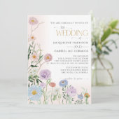 Invitation BOHO Fleur sauvage Floral Elegant Mariage aquarell (Debout devant)