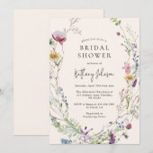 Invitation Boho Fleur sauvage Floral Fête des mariées (Devant / Derrière)