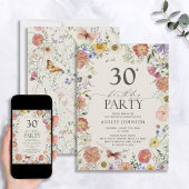 Invitation Boho Fleur sauvage Floral Frame 30e anniversaire