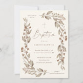Invitation Boho Fleur sauvage Floral Genre Baptême neutre (Devant)