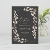 Invitation Boho Fleur sauvage Floral Genre Baptême neutre (Debout devant)