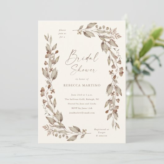 Invitation Boho Fleur sauvage Floral Mariage Fête des mariées (Debout devant)
