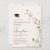 Invitation Boho Fleur sauvage Floral Photo Graduation Party (Devant)