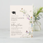 Invitation Boho Fleur sauvage Floral Photo Graduation Party (Debout devant)