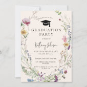 Invitation Boho Fleur sauvage Floral Photo Graduation Party (Devant)