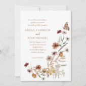 Invitation Boho Fleur sauvage Floral QR Code Photo Mariage (Devant)
