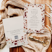 Invitation Boho Fleur sauvage Floral QR Code RSVP Mariage