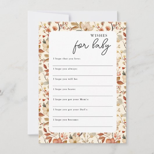 Invitation Boho Fleur sauvage Floral Voeux pour bébé (Devant)