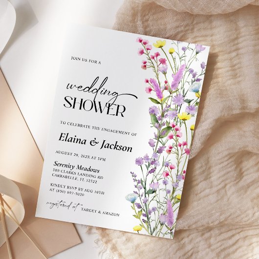 Invitation Boho Fleur sauvage Floral Wedding shower Minimalis