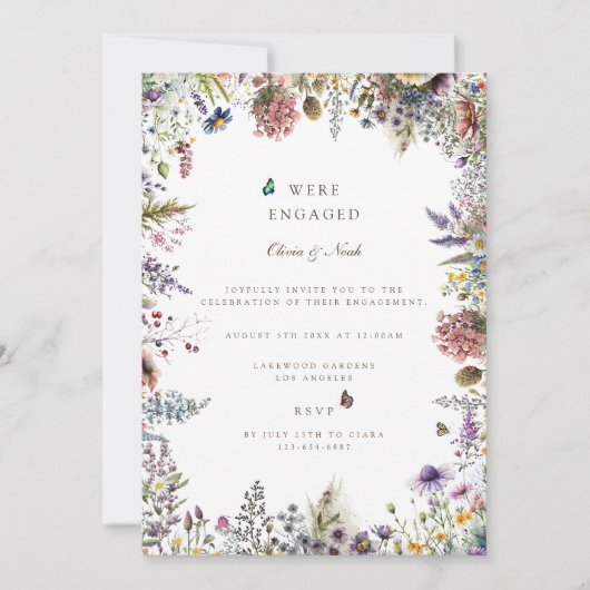 Invitation Boho Fleur sauvage Garden Engagement Party Invitat (Devant)