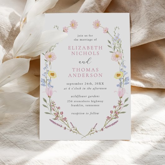 Invitation Boho Fleur sauvage Garden Mariage