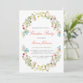 Invitation Boho Fleur sauvage Garden Party Anniversaire Invit (Debout devant)