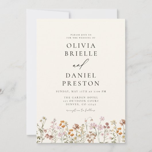 Invitation Boho Fleur sauvage Garden Wedding (Devant)