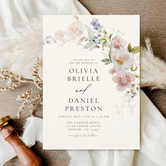 Invitation Boho Fleur sauvage Garden Wedding