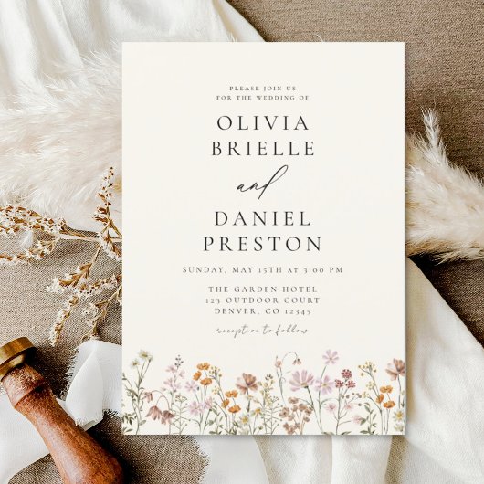 Invitation Boho Fleur sauvage Garden Wedding